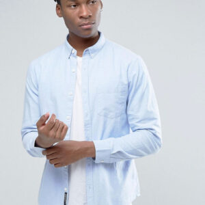 Over Sized Sky Blue Plain Full Sleeves Shirt