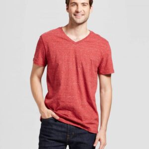 Comfortable Style Pinkish Red V Neck T Shirt